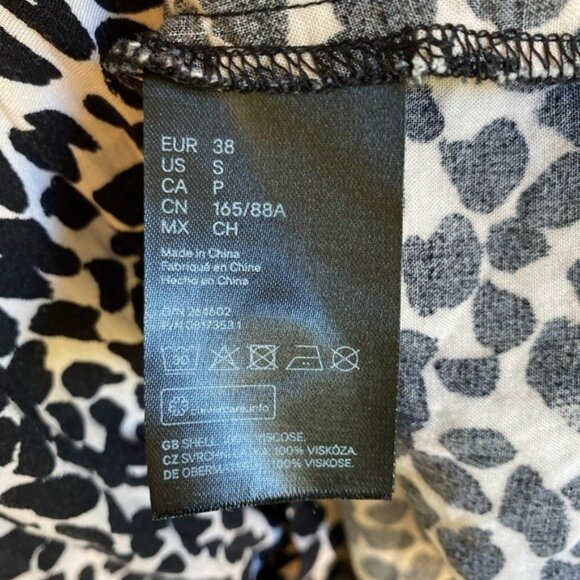 H & M Black & White Leopard Print Short Sleeve Button Down Dress Size S - Picture 4 of 8